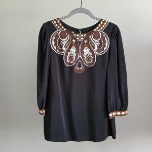 Tibi 3/4 Sleeve Black Silk Blouse